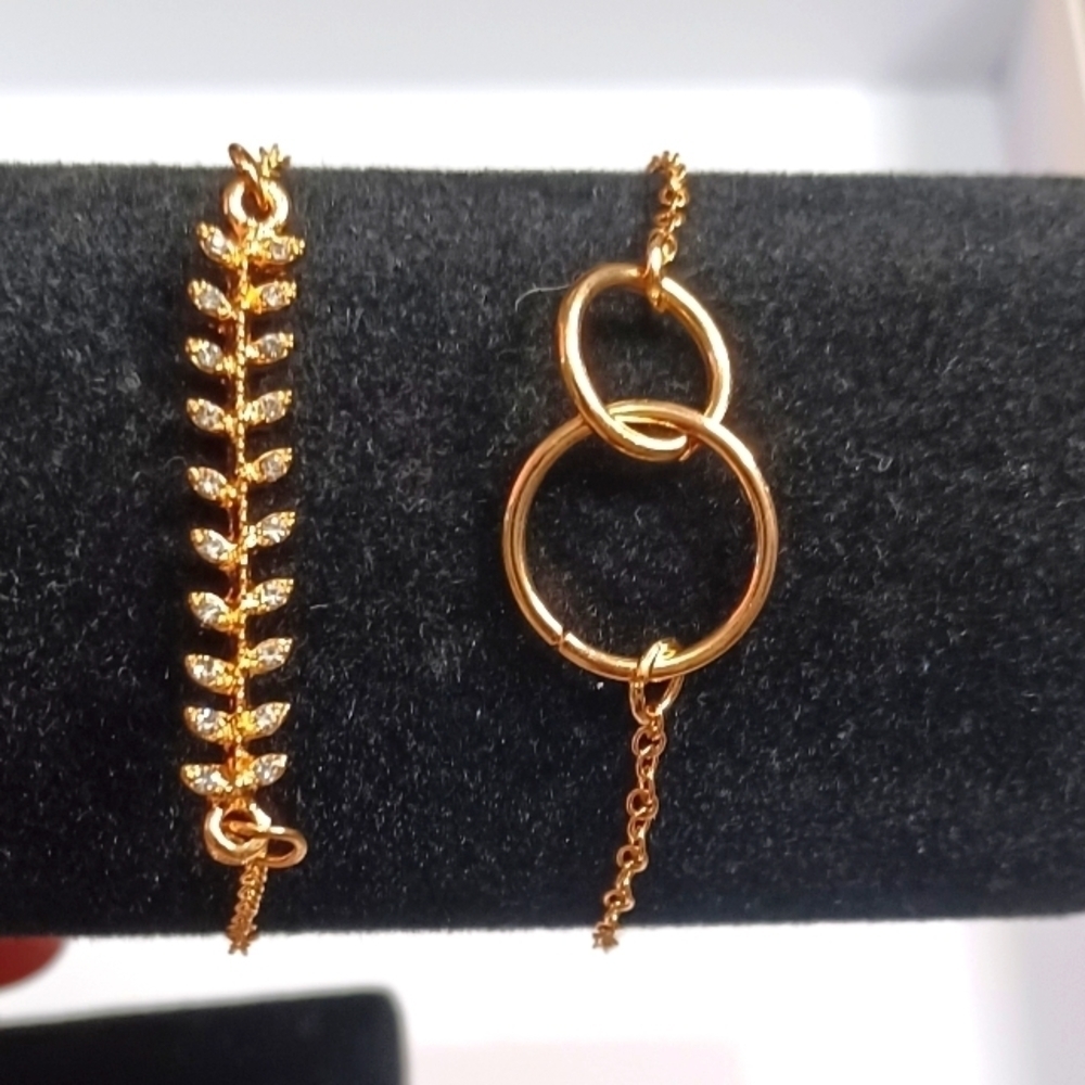 NWT 2 Gold Tone Stainless Steel Charm Bracelets